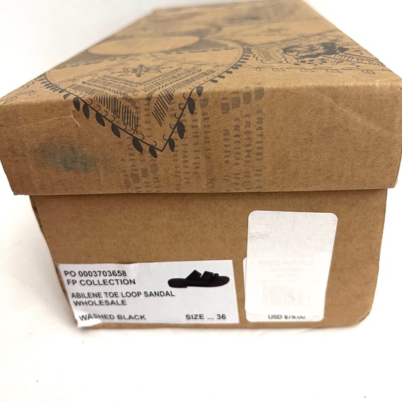 Free People Sandals Leather Loop‎ Toe Black Wash Slide Abilene EU 36 - Picture 11 of 14